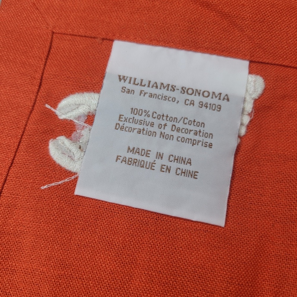 Williams Sonoma Embroidered Lobster 20x20 100% Cotton Napkins Set of 8 NEW - Picture 4 of 8